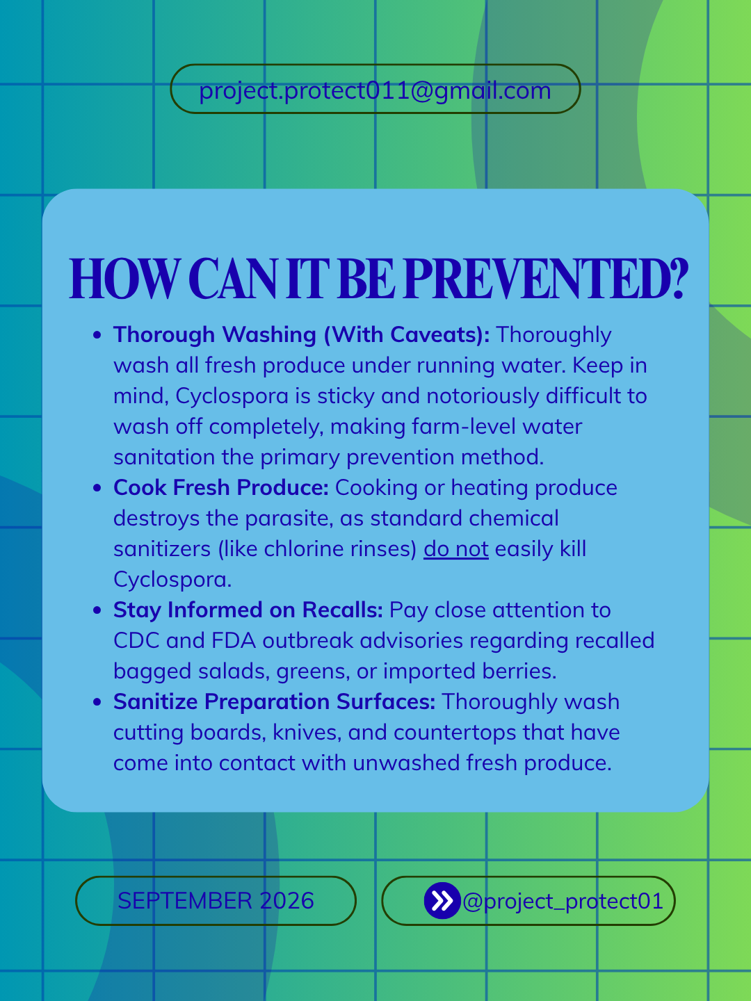 How Cyclospora can be prevented